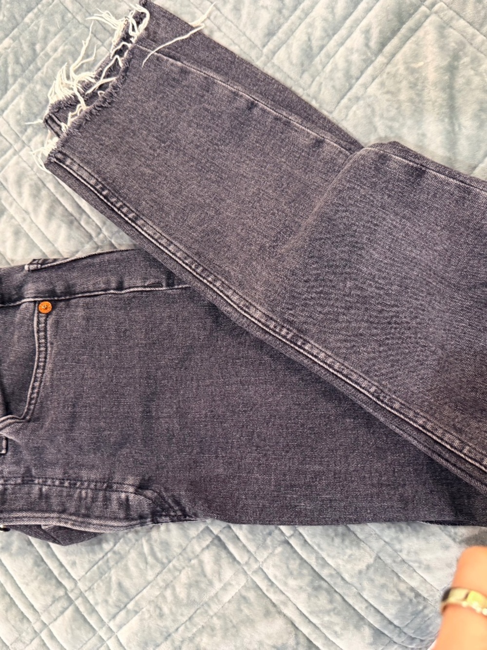 Re/Done Washed Grey High Rise Straight Leg Jeans - size 26